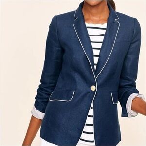 Talbots Classic Navy Blue Linen Blazer size 4